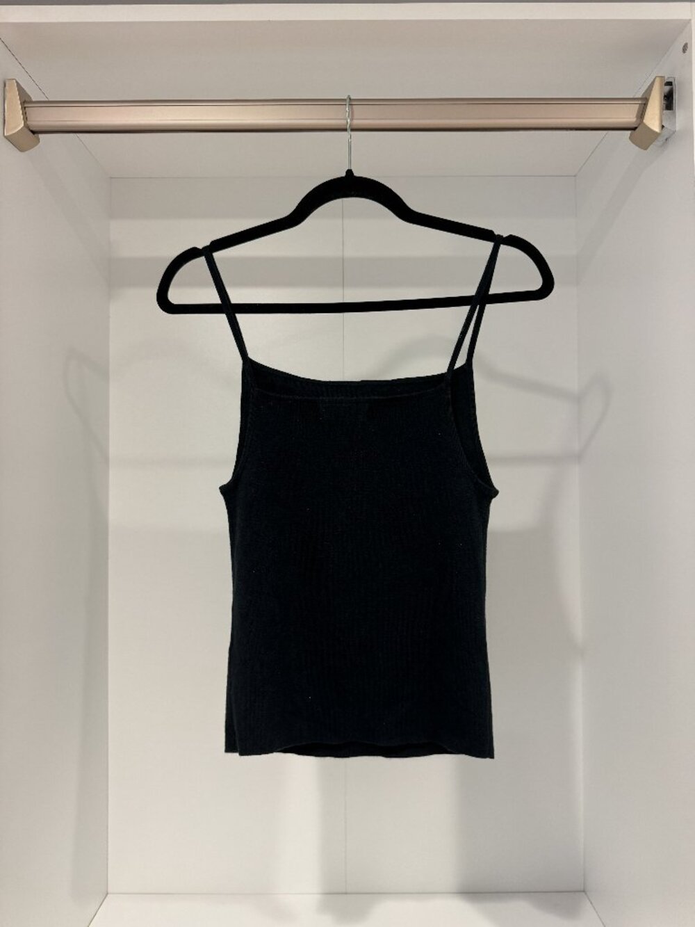 Anthropologie Black Knit Square Neck Cami Tank